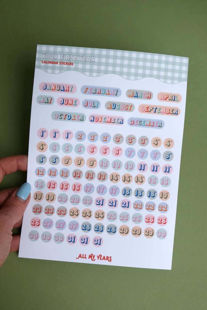 Calendar Dates Sticker Sheet