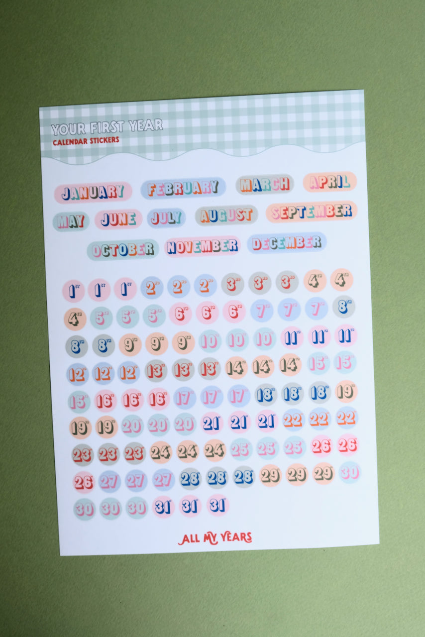 Calendar Dates Sticker Sheet