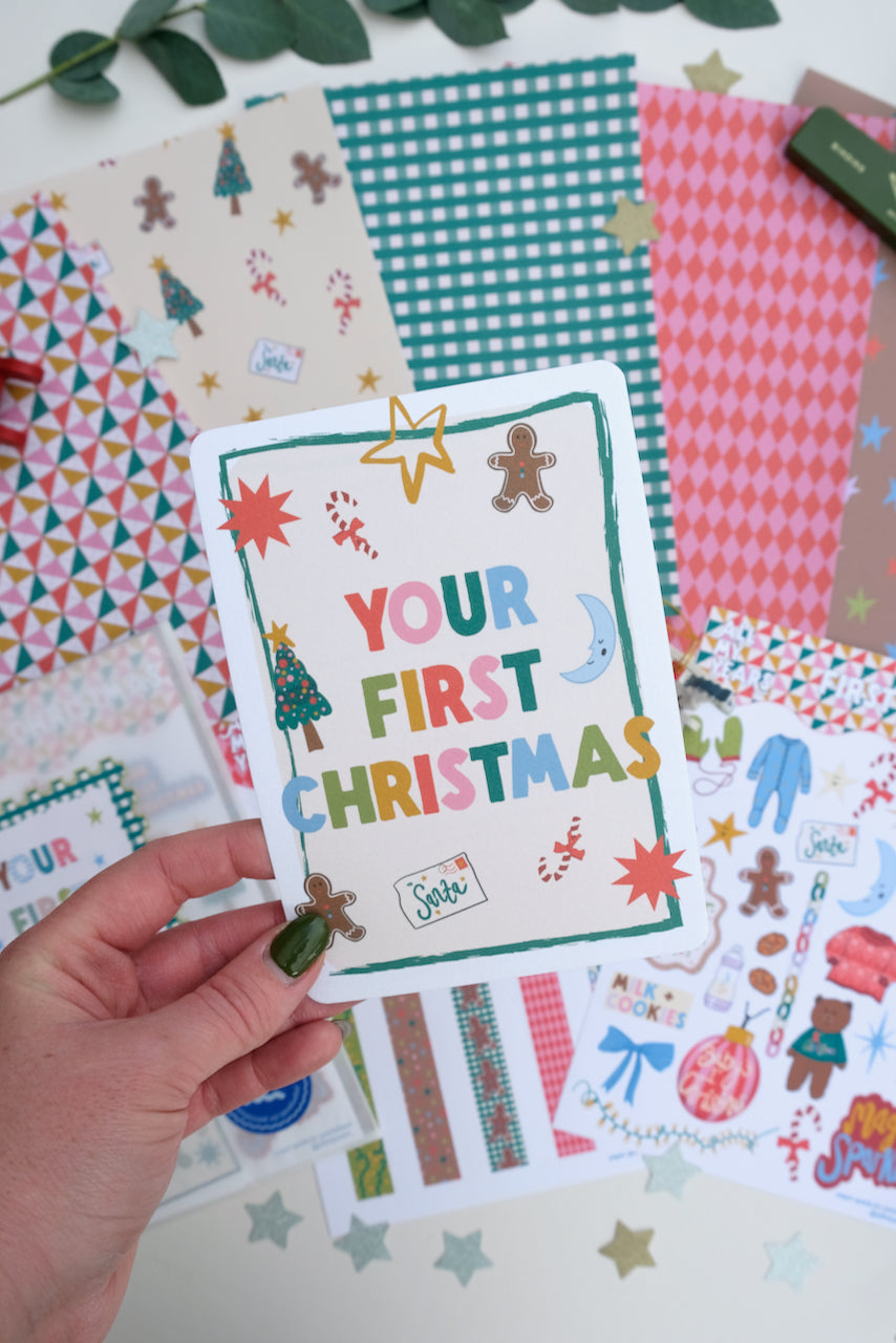 YOUR FIRST CHRISTMAS- Mini Christmas Journal Kit, Baby's First Christmas Scrapbook Set